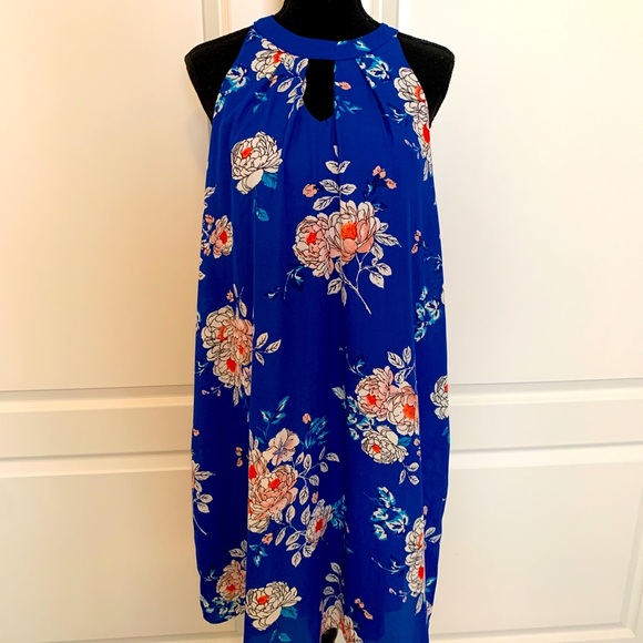 👗💙💐 Beautiful Blue Floral Print Dress 💐💙👗 - Picture 1 of 11